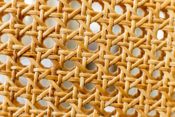Traditional handcraft rattan chair.texture close up