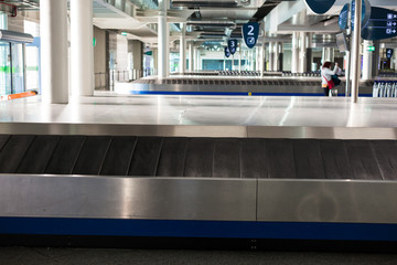 Baggage conveyor belt at the airport interior