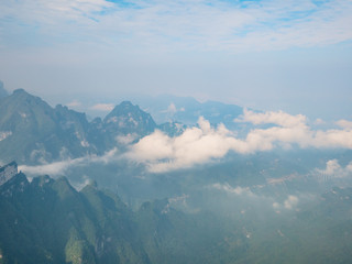 beautiful view on Tianmen mountain with clear Sky in zhangjiajie city China.Tianmen mountain the travel destination of Hunan zhangjiajie city China