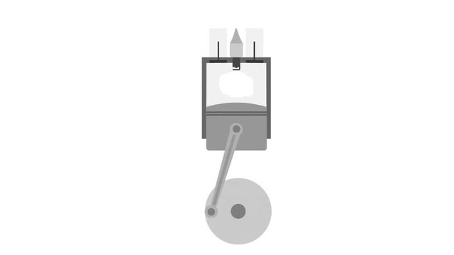 Animation of internal combustion engine with alpha channel. Cartoon
