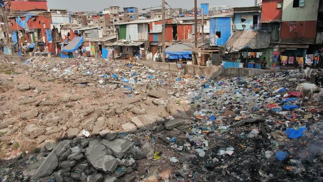 Dharavi slums in east Mumbai. Bandra District, Maharashtra, India.