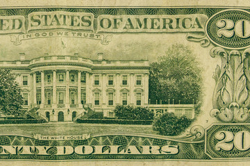 Macro shot of twenty dollar bill