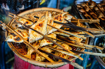 Grilled fish in Phnom Penhmarket