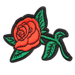 Rose embroidered patch