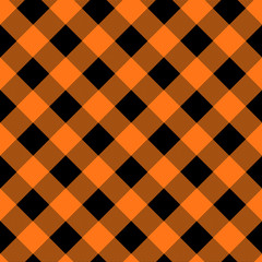 Orange and Black Houndstooth Tartan Seamless Vector Pattern Tile. Halloween Background. High Fashion Textile Print. Dog tooth Check Fabric Texture. Pattern Tile Swatch Included.