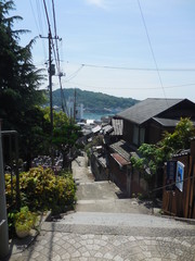 The overall picture of Japanese old-fashioned street from the top of the hill, Hiroshima