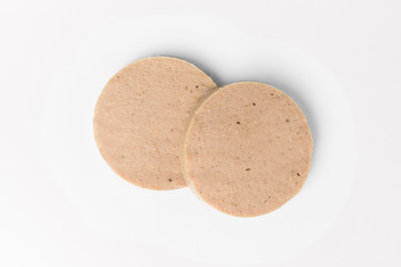 Liver sausage isolated on white background.