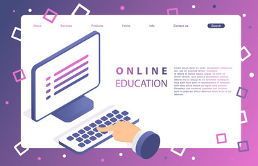 Landing page template of online education. Modern flat design concept of web page design for website and mobile website. Vector illustration in flat design.