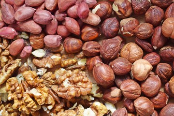 Mixture of different nuts.Healthy food.
