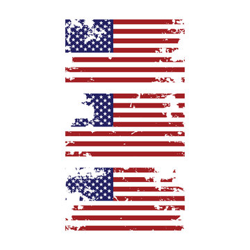Grunge torn united states of america american flag icon design element for 4th of july independence day set