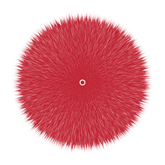 Red Fluffy Hair Pom, 3D illustration on White