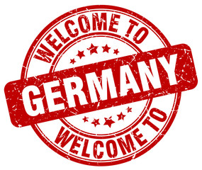 welcome to Germany red round vintage stamp