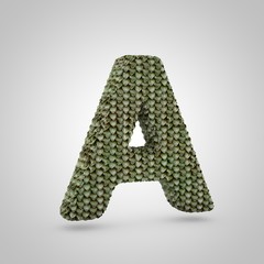 Volumetric dragon skin uppercase letter A isolated on white background.