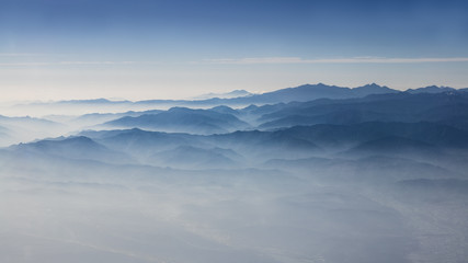 Fototapeta na wymiar Aerial view of the clouds and mountains of Taiwan. Wonderful mountain from above