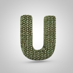 Volumetric dragon skin uppercase letter U isolated on white background.