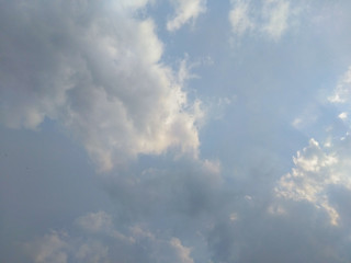 White soft cloud texture on blue sky background