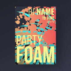 Abstract poster design. Foam summer party template.  Bubbles and leaf of palm. Eps10 vector.
