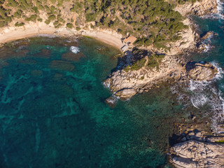 Aerial landscape picture from a Spanish Costa Brava in a sunny day, near the town Palamos