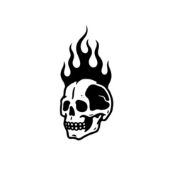 SKULL IN FIRE WHITE BACKGROUND