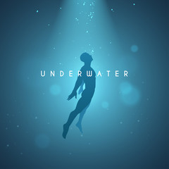 Fototapeta na wymiar Underwater man illustration