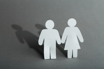 Man and woman changing gender roles concept