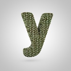 Volumetric dragon skin lowercase letter Y isolated on white background.