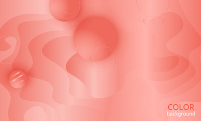 Coral color background. Fluid shapes pattern.