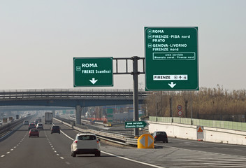 road junction in the italian motorway