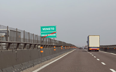 Border between italian Region called VENETO ad EMILIA ROMAGNA