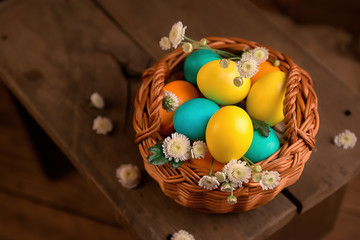 easter eggs in a basket