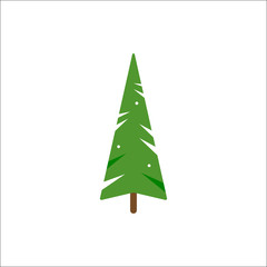 Obraz premium Christmas tree vector illustration in flat style isolated on white background. Congratulation card template, flat icon for apps and websites.