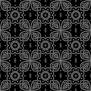 seamless traditional bandanna pattern black and white