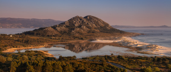 Louro Peak and Louro lake in Muros, Galicia, Spain