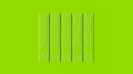 Lime Green Office Ring Binders 3d illustration 3d render