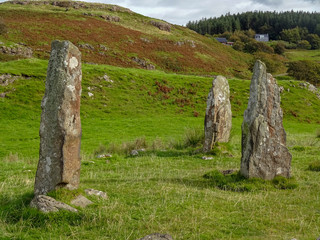 Glengorm standing stones nahe Tobermory auf der Isle of Mull in Schottland