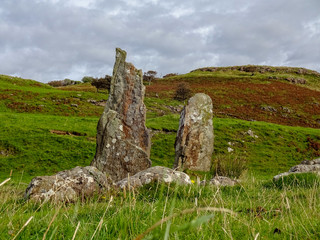 Glengorm standing stones nahe Tobermory auf der Isle of Mull in Schottland