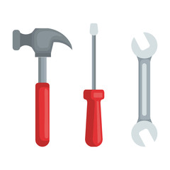set hammer with screwdriver and wrench equipment