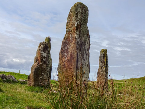 Glengorm standing stones nahe Tobermory auf der Isle of Mull in Schottland