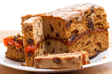  Fruit-Cake on a white plate