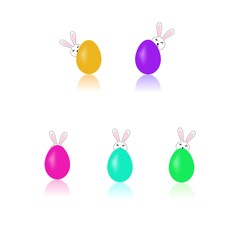 Easter bunny and egg to holiday. Modern stylish abstract card for greeting. Egg rabbit. Symbol love, life, spring. Colorful template for prints, banner, card, label. Symbol design. Vector illustration