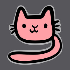 Cute small cat sticker hand drawn in cartoon style