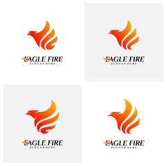 Set of Phoenix Fire Bird Logo Design Concepts. Dove Eagle Logo Template Vector. Icon Symbol