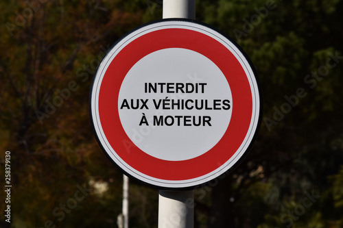 Panneau Interdit Aux Vehicules A Moteur Wall Mural Wallpaper Murals Georges Blond