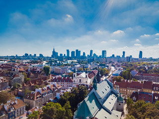 View of Warsaw in a summer day n Poland. Old town and Center of Town