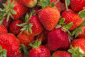 Background from large strawberries