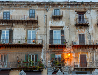 Palermo. The facade of the old house.