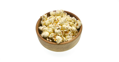 popcorn in a bowl isolated on white background