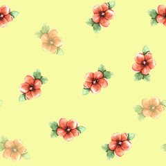 Seamless pattern of the watercolor flowers