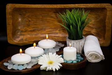 spa setting black background