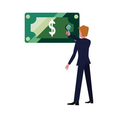 businessman with magnifier